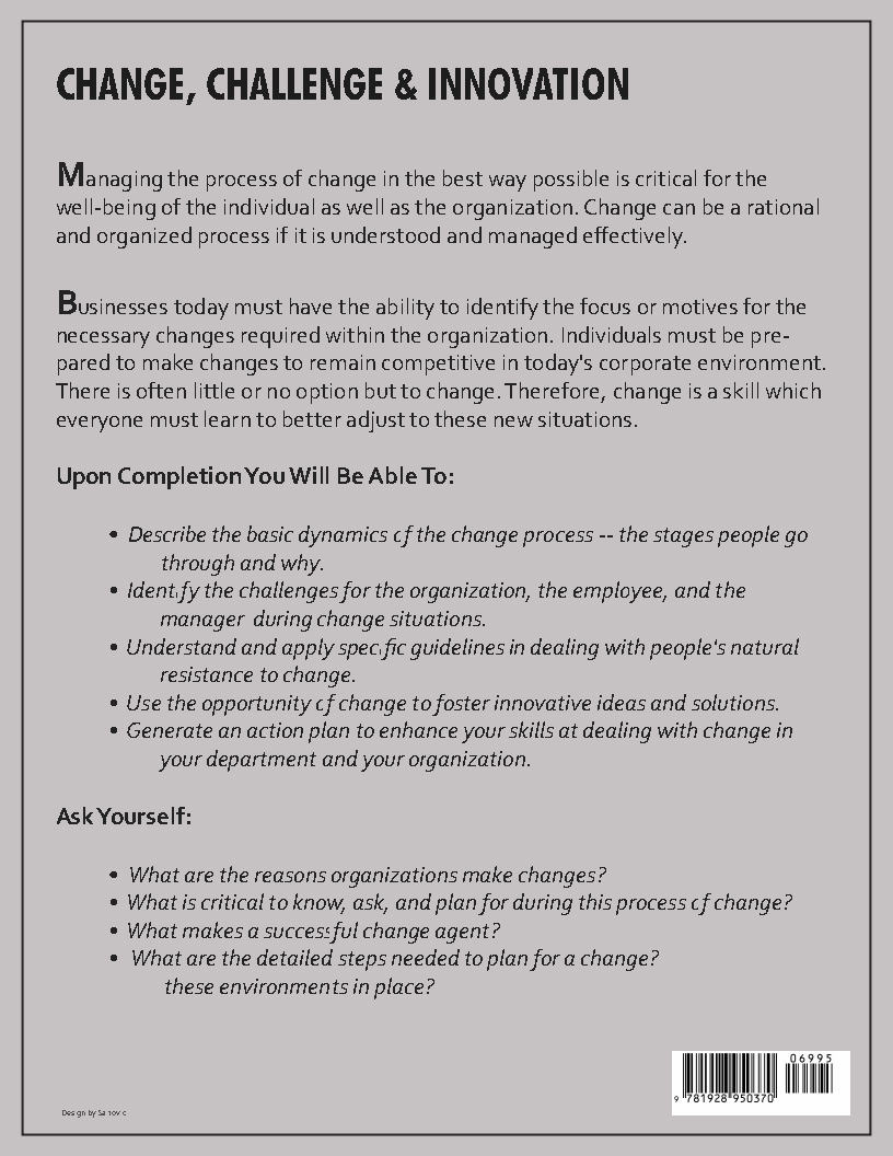Change, Challenge Back Cover